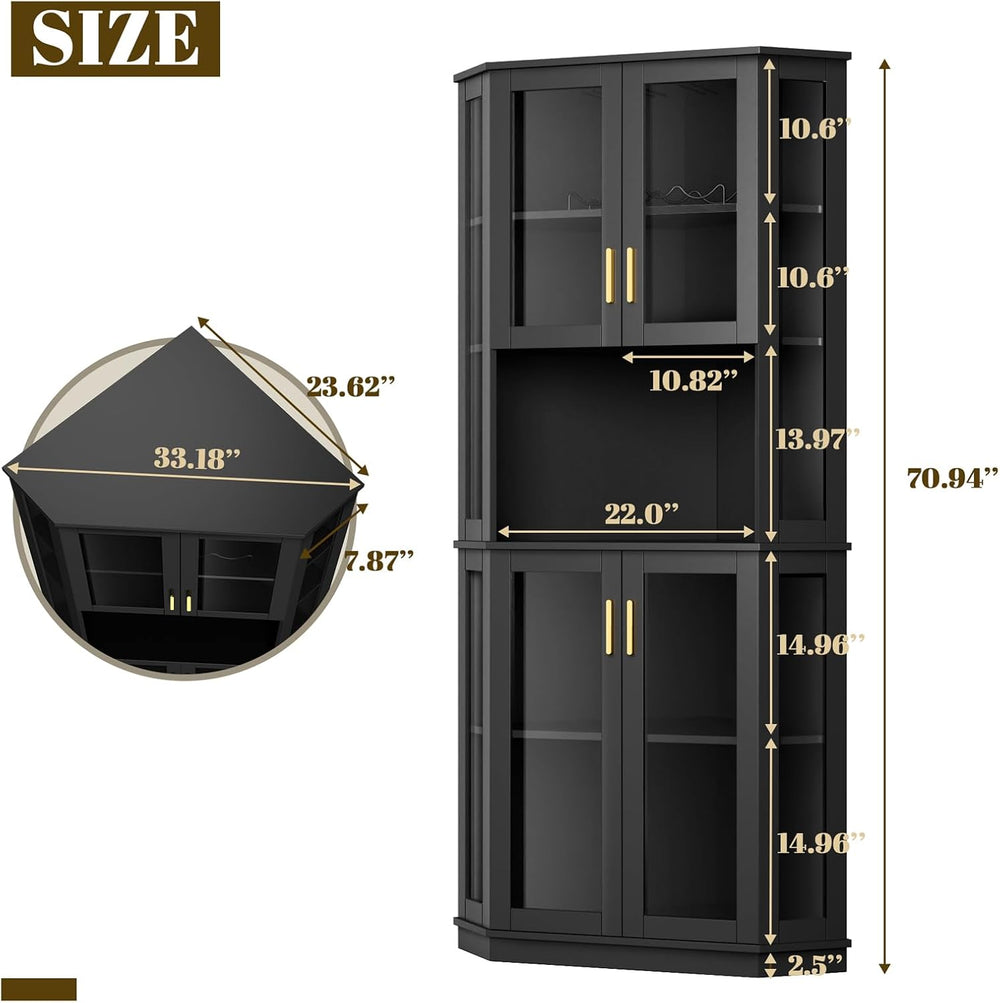 71'' Corner Wine Bar Cabinet,5-Tier Tall Home Liquor Coffee Bar Cabinet
