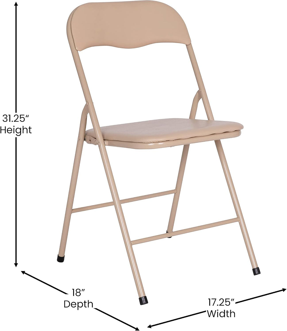 EMMA + OLIVER Tan Square Folding Card Table and Chairs Set for 4 Players | Li...