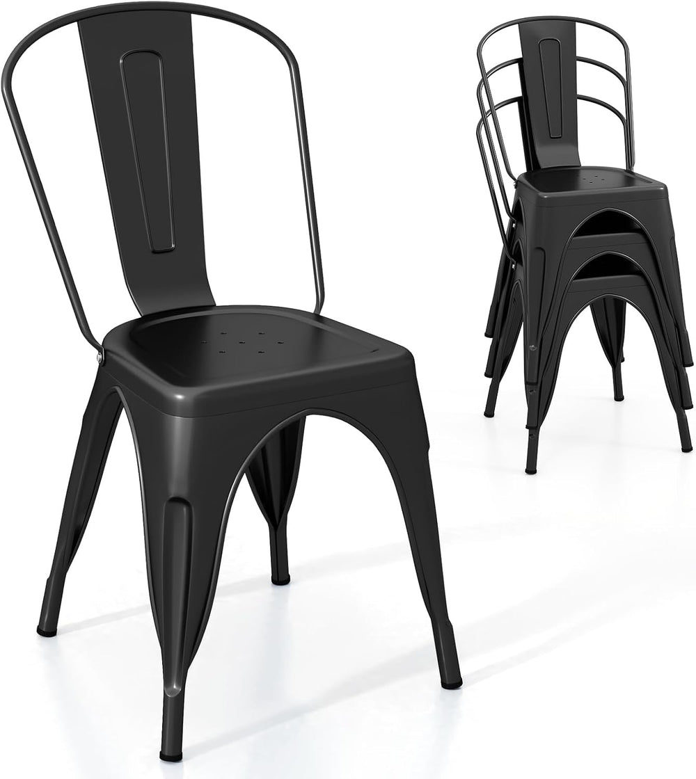 Giantex Metal Dining Chairs Set of 4, Farmhouse Kitchen Chairs with Removable...