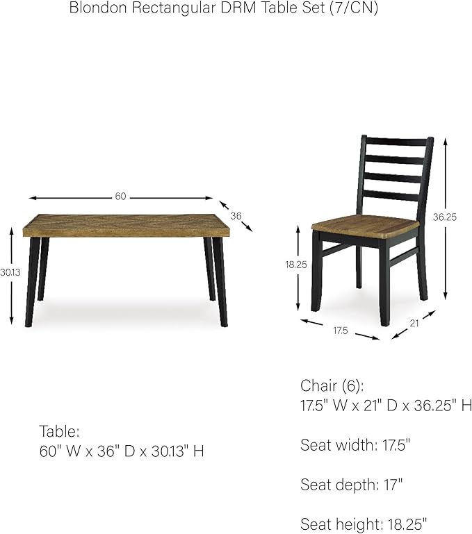 Signature Design by Ashley Blondon Rectangular Dining Room Table Set with 6 C...