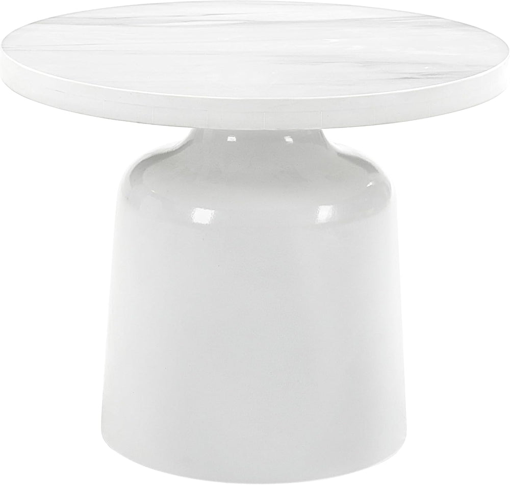 Engineering Marble White High Gloss End Table