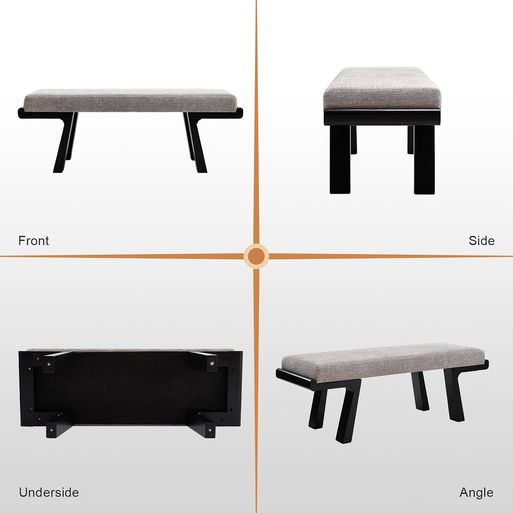 Zesthouse Solid Wood Bench for Bedroom End of Bed, Upholstered Small Entryway...