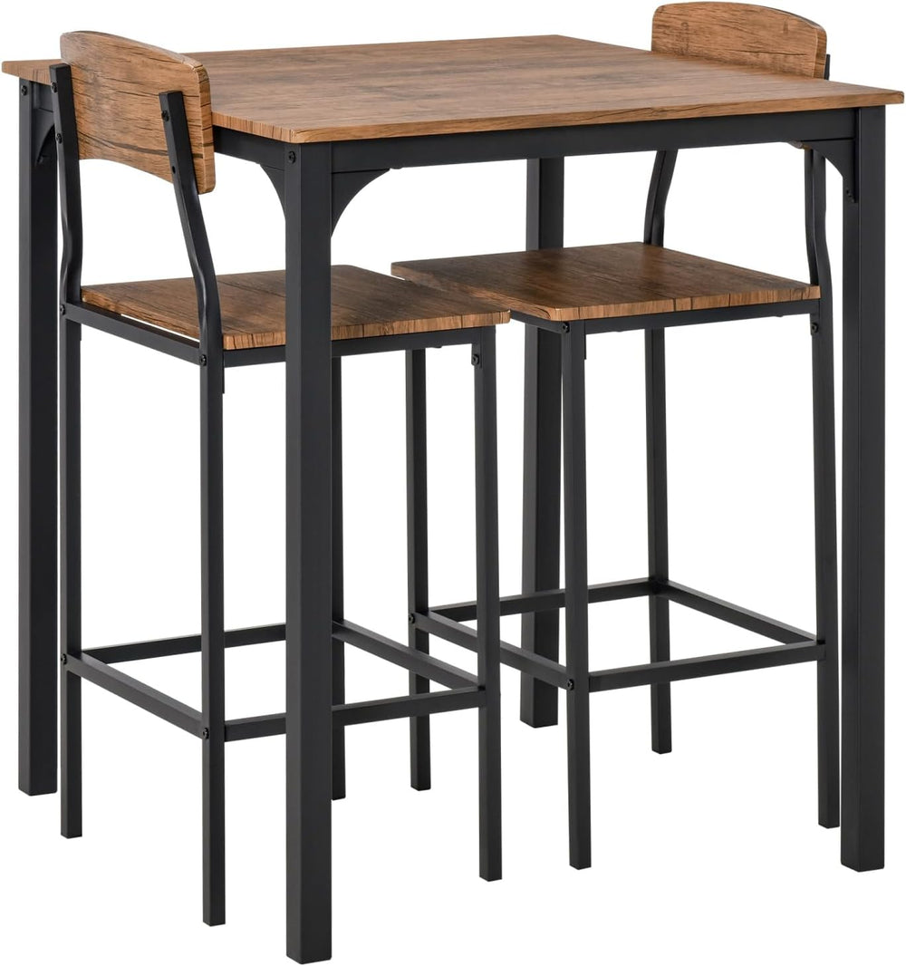 3 Piece Table Set with Steel Legs and Footrests