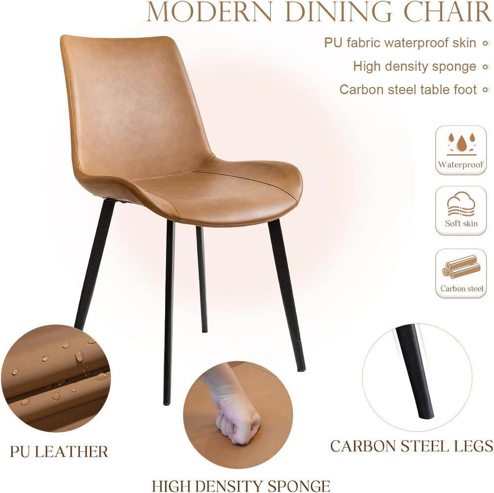 Dining Chairs Set of 2, Modern PU Leather Dining Room Chair with Sturdy Metal...