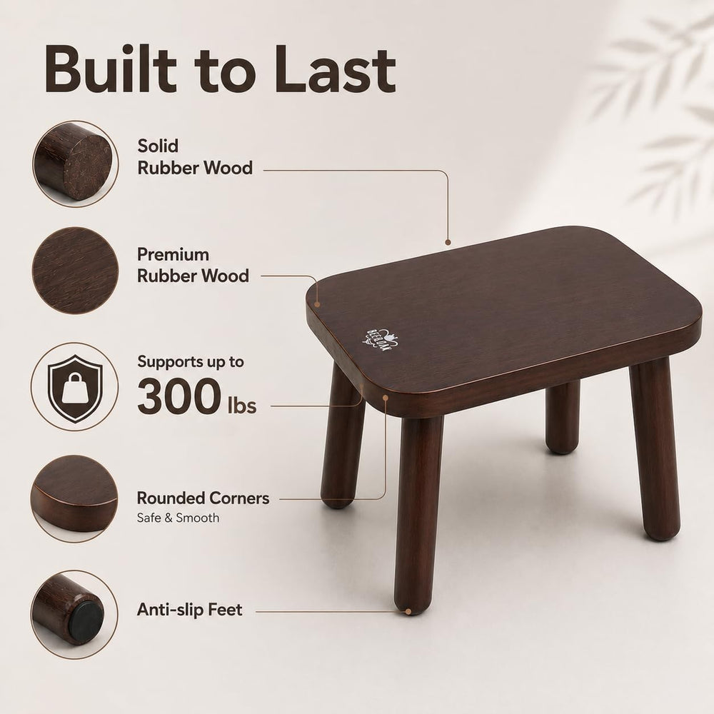 BEE&OAK 13.4 Inch Heavy Duty Wooden Step Stools for Adults - Non Slip, 30...