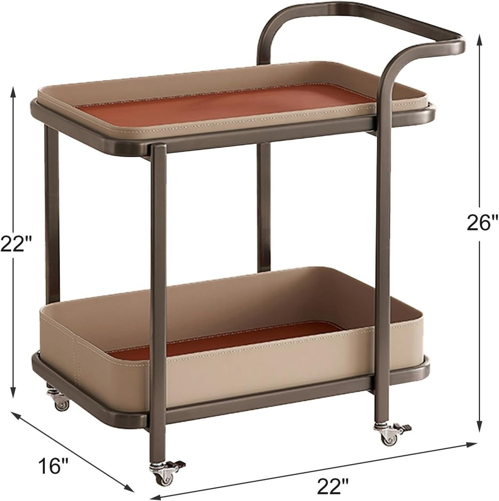 Rolling End Table, Side Table with Wheels, Modern Serving Cart Snack Table fo...
