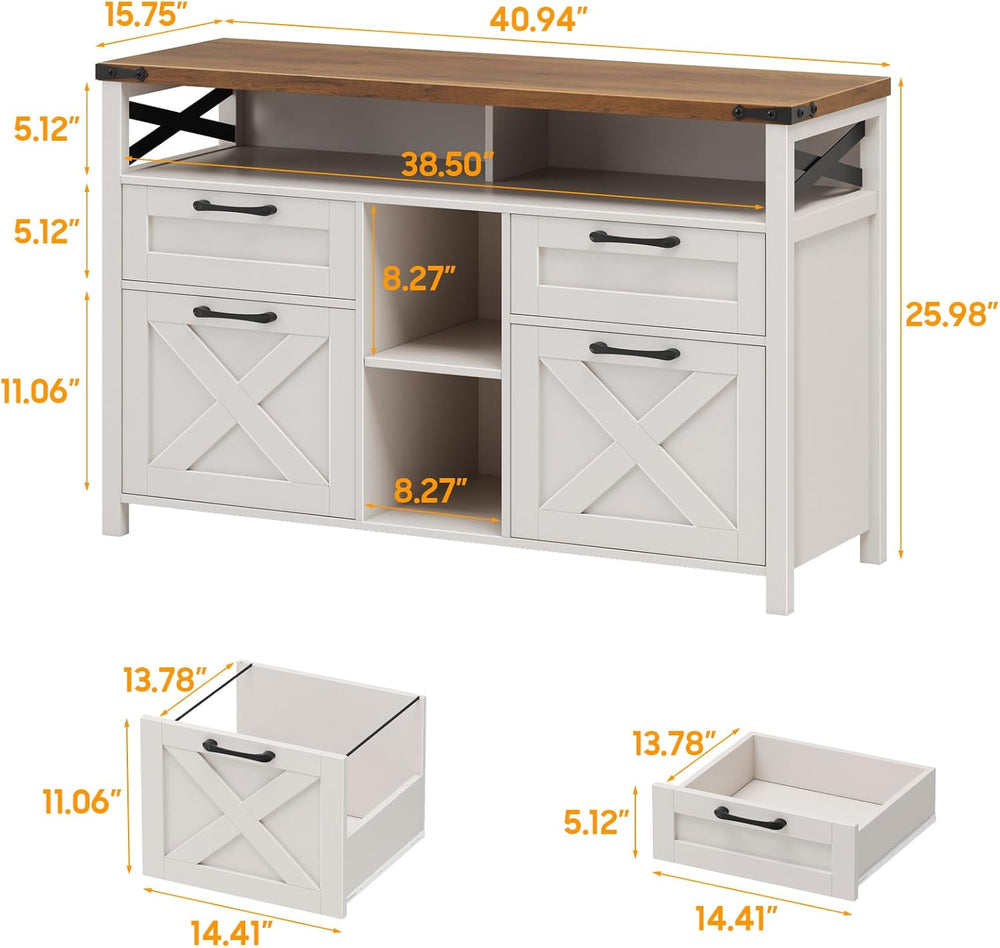 Halitaa Filing Organization Storage Cabinets 4 Drawer with Adjustable Shelf, ...