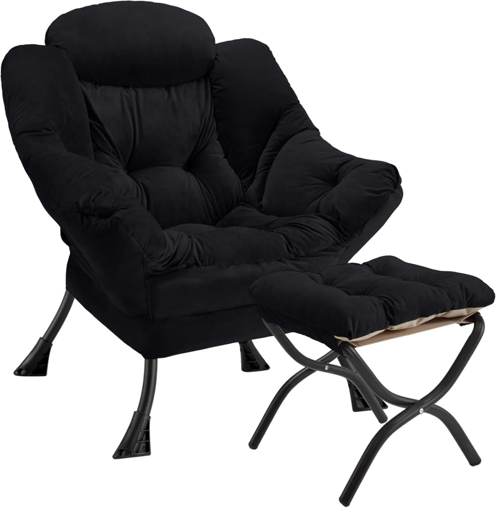 Lazy Chair with Folding Ottoman Modern Large Accent Chair,Contemporary Lounge...