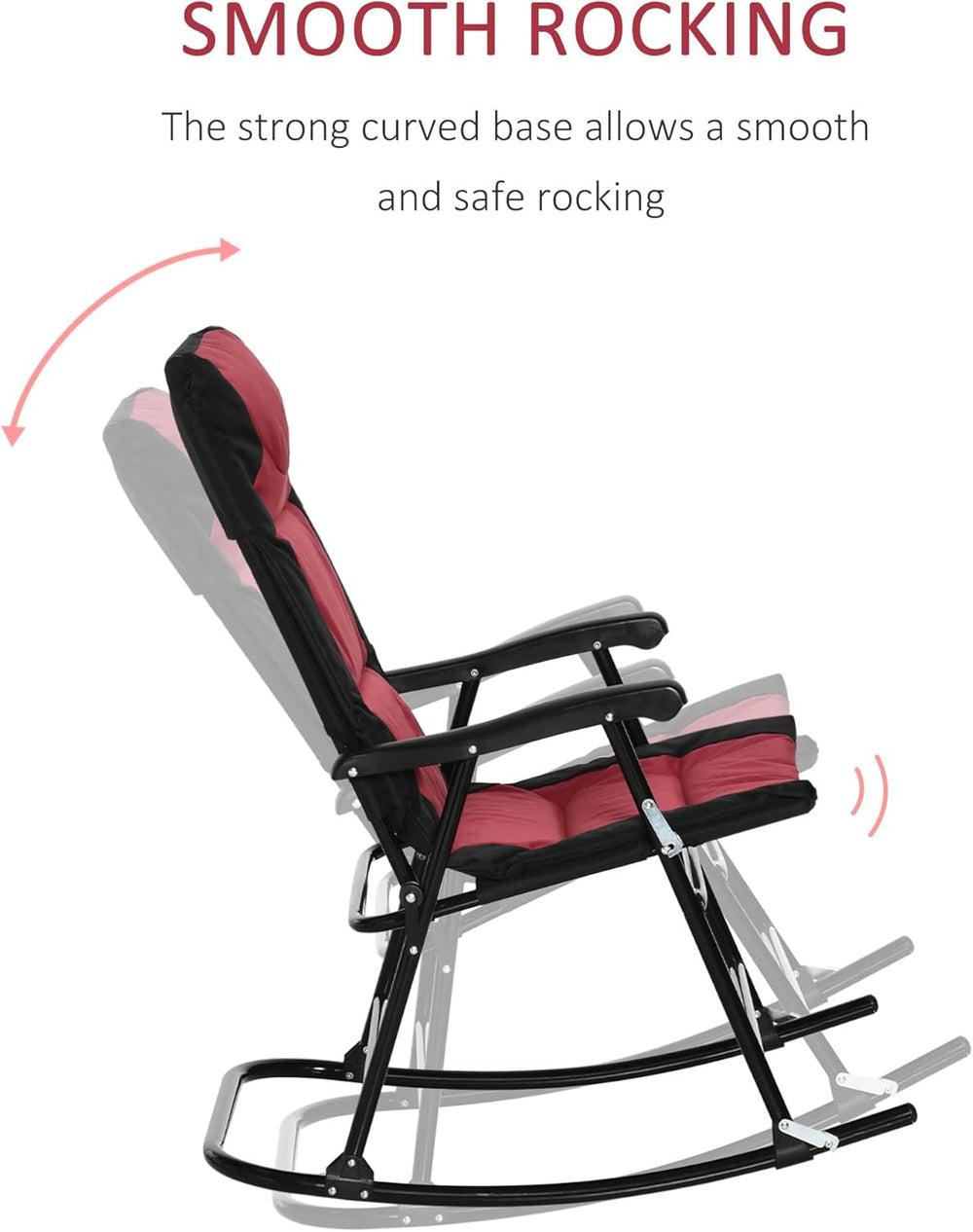 Outsunny Oversized Folding Rocking Camping Chair Set of 2, Padded Outdoor Roc...