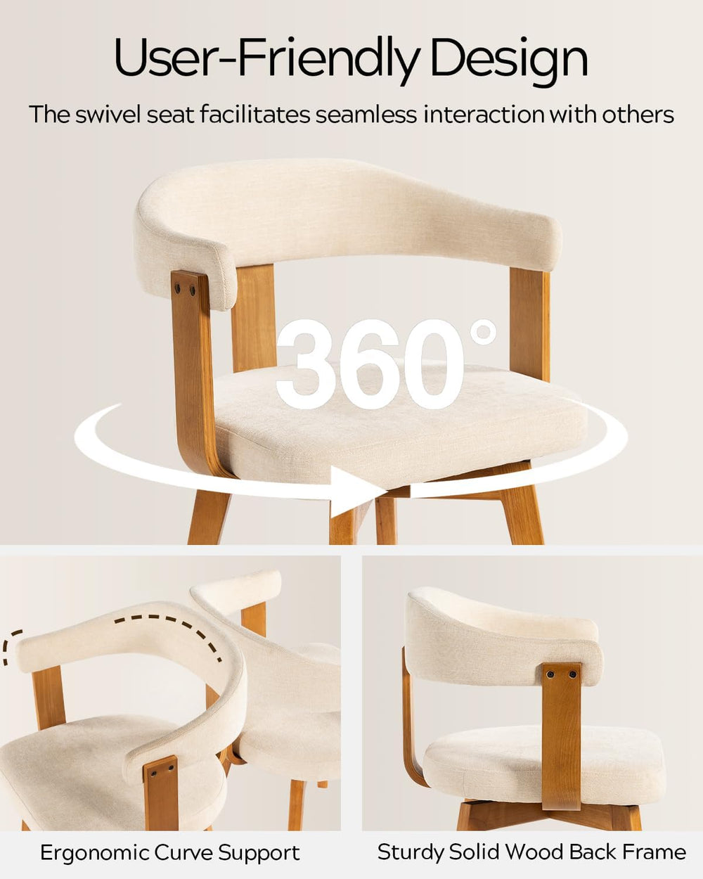 EYYTHUNG Swivel Dining Chairs Set of 2, Mid Century Modern Chenille Dining Ch...