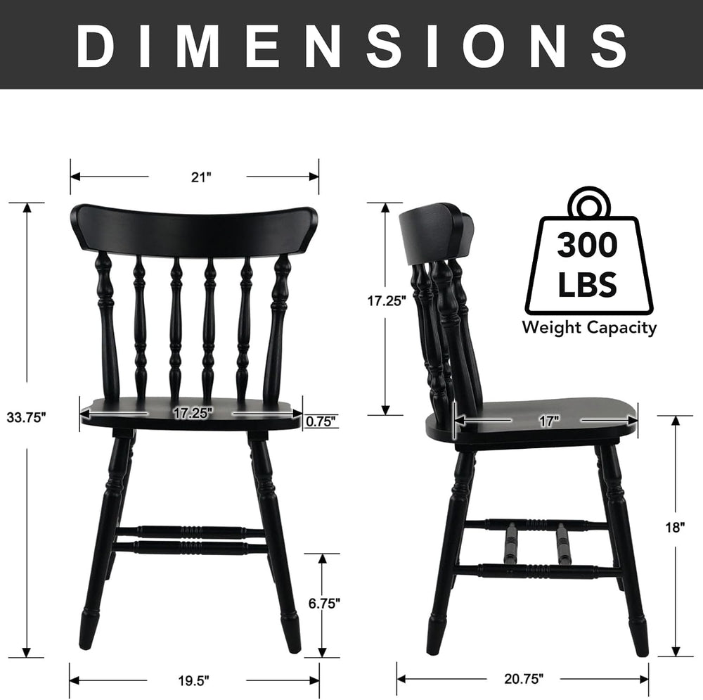 chairus Vintage Black Dining Chairs Set of 6, Farmhouse Windsor Wooden Dining...