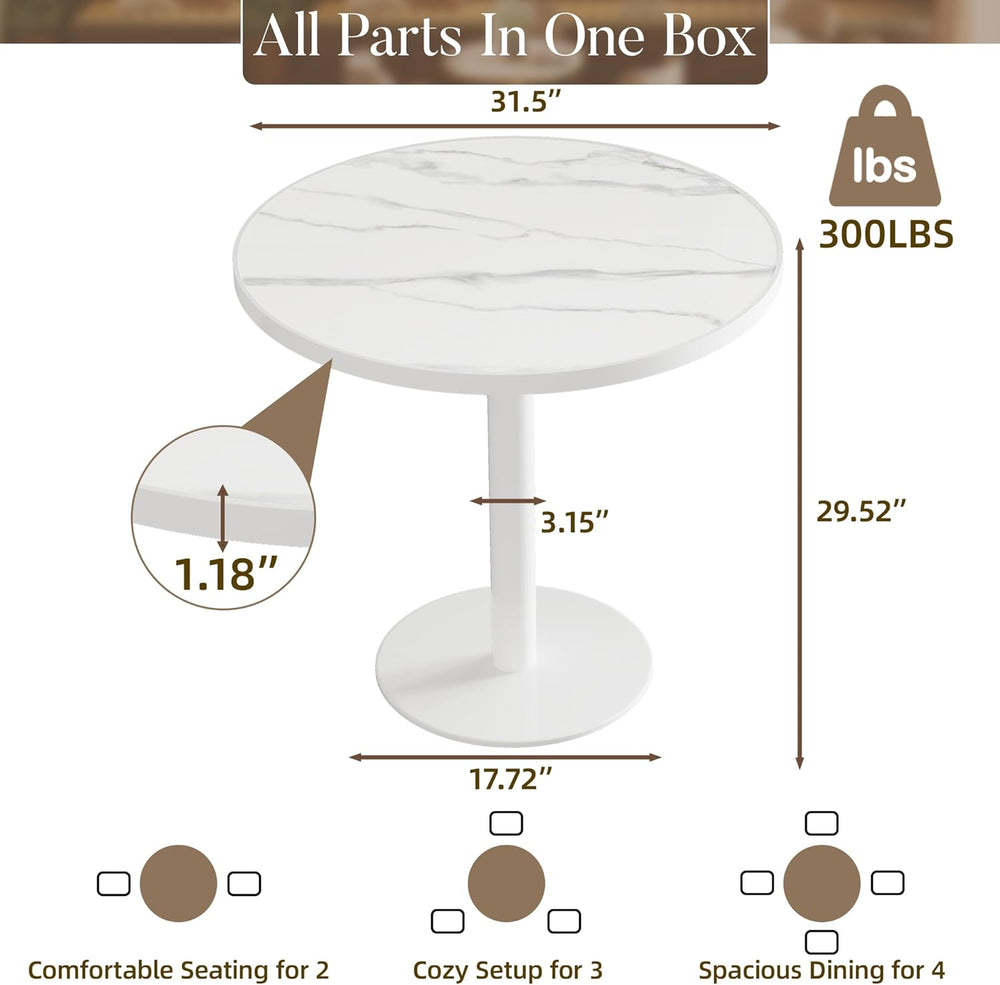 31.5'' Tulip Table, Round Pedestal Dining Table with Sintered Stone T...