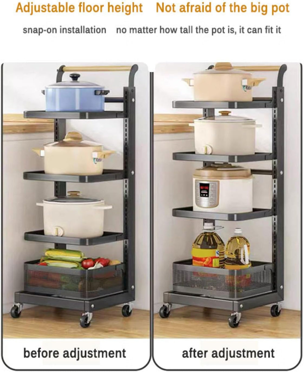 Kitchen Pan Storage Rack with 3 Pan Stands 2 Boards and 1 Basket Cupboard niz...