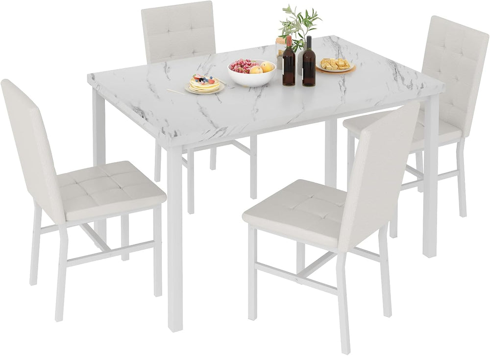Hooseng Dining Room Table Set 5 Piece Dining Table Set Marble Dining Table 4 ...