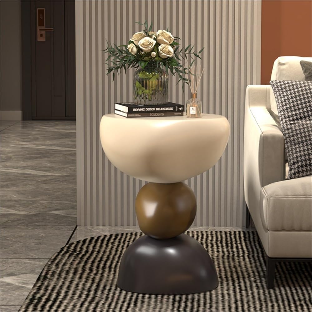 Featured Round End Table, Resin Side Table, Simple Bedside Table, Modern Deco...