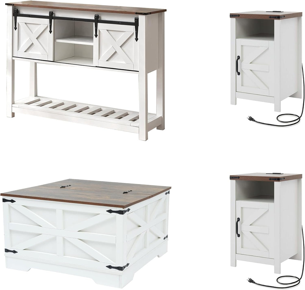 4-Piece Home Furniture Set Includes Coffee Table, Entryway Cabinet & Two ...