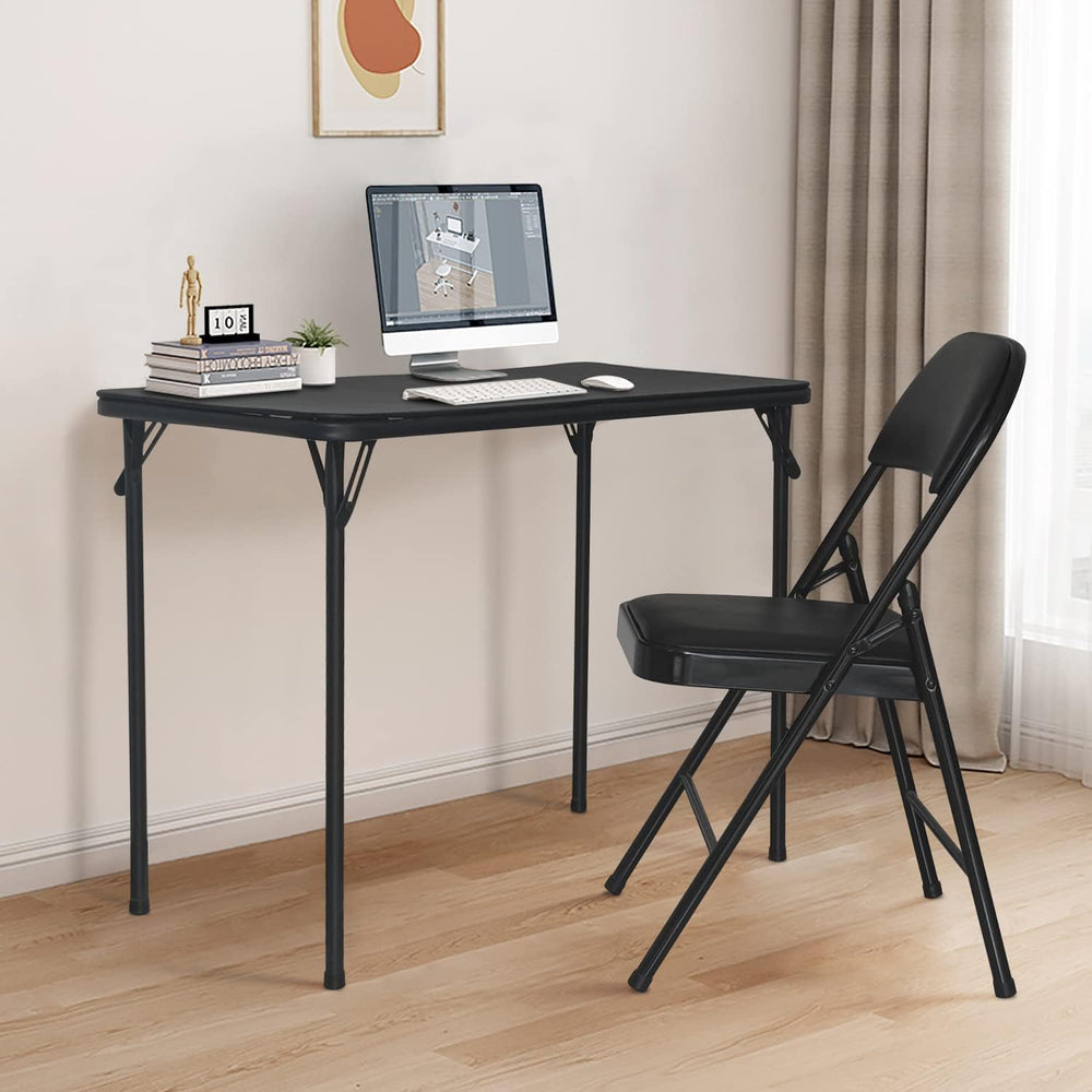 BOOSDEN Folding Card Table and Chairs Set for Indoor Outdoor, 2 Pack, Black |...
