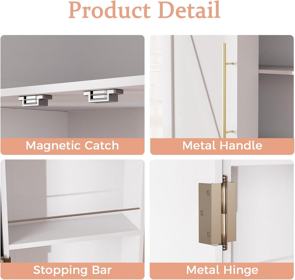 65" H Arched Kitchen Pantry, Modern Cupboard Storage Cabinet with 10 Sid...