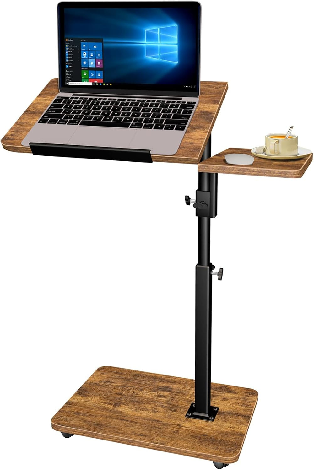End Table Adjustable Height, 22.8"L Side Table Tv Tray with Wheels, 90° ...