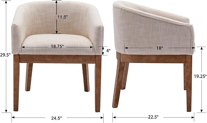 Beige Dining Chairs Set of 2 Mid-Century Modern Dining Chairs, Linen Upholste...