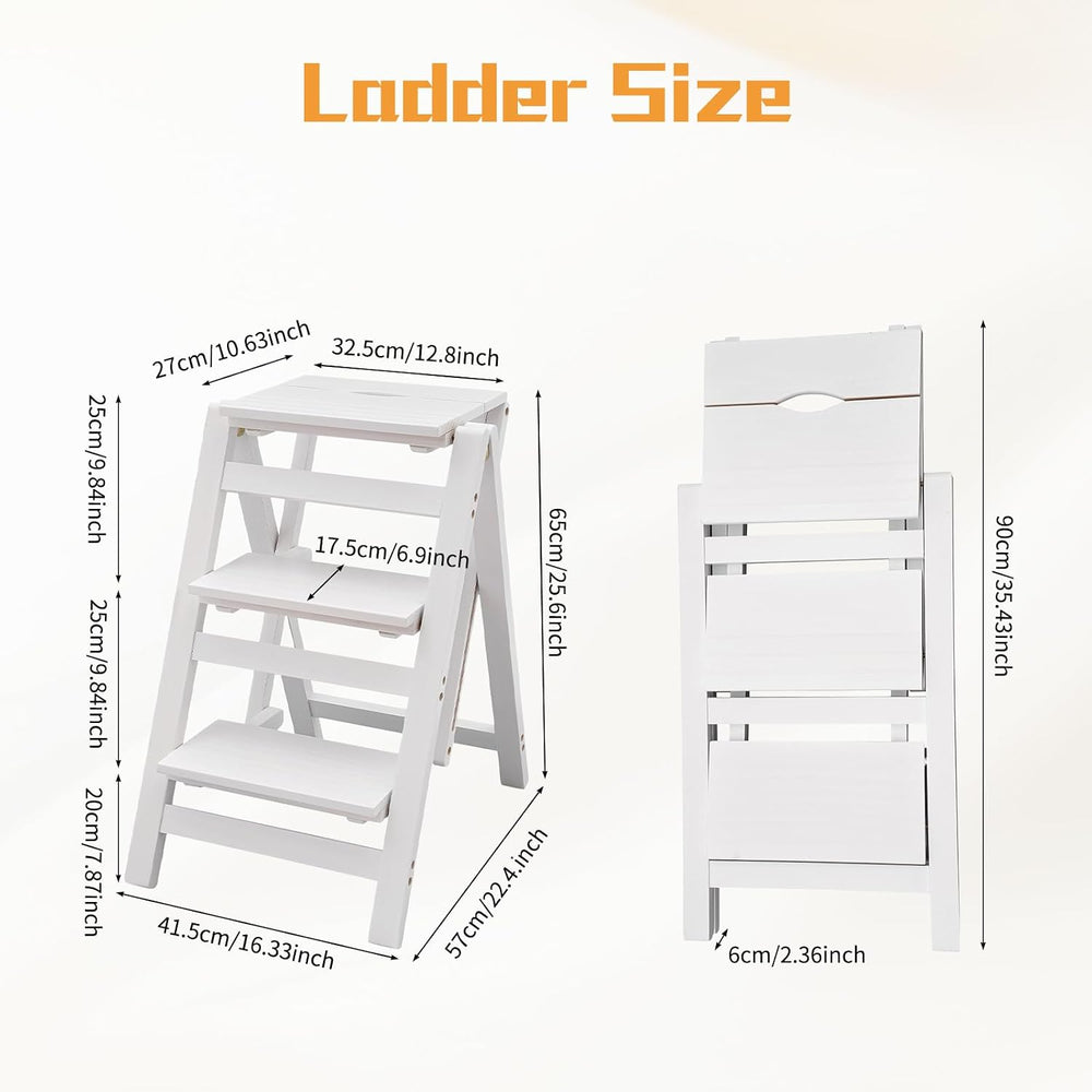 3-Step Ladder Chair Folding Step Stool Chair 22.44" L x 16.33" W x ...
