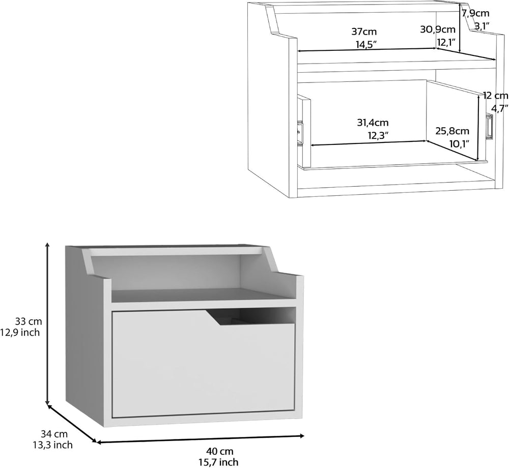 Floating Nightstand, Modern Design with Single Drawer Storage,for Small Spaces