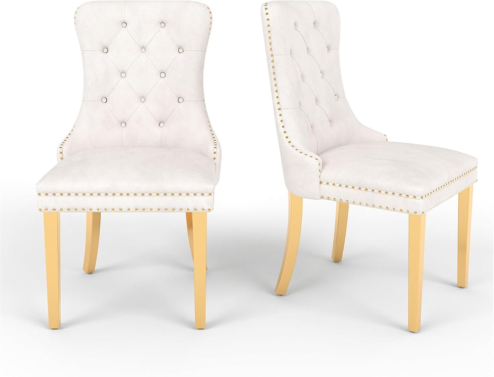 White Velvet Dining Chairs Set of 2, Mid Century Modern Kitchen & Dining ...
