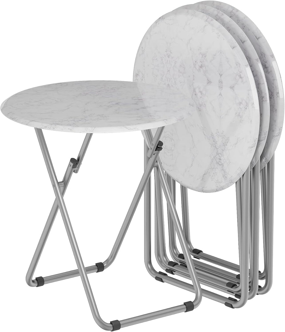 TV Trays Table Set of 4 Round Portable Folding TV Tray Table TV Dinner Tray w...