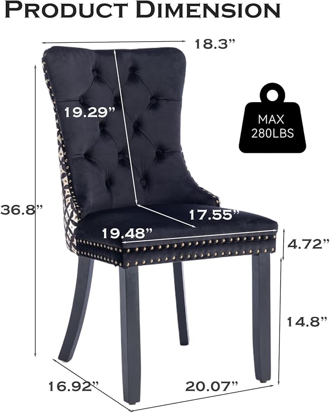 Velvet Upholstered Dining Chairs Set of 8, Modern Style Kitchen Side Chairs w...