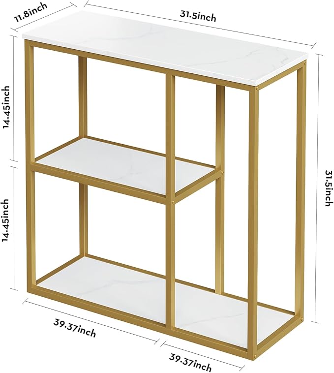 WOHOMO Console Table, Small Entryway Table with Storage Shelves 12'' ...