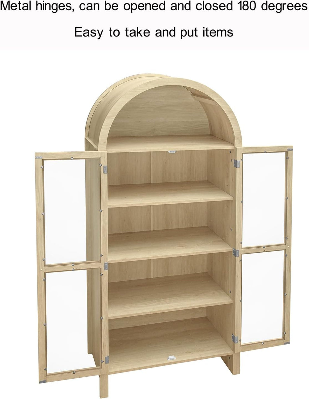 70.28 Inch High Arched Kitchen Pantry, Wooden Kitchen Storage Cabinet with Ad...