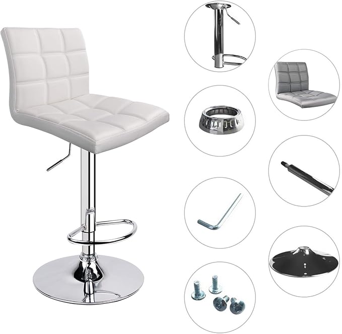Leopard Modern Square PU Leather Adjustable Bar Stools with Back, Square Back...