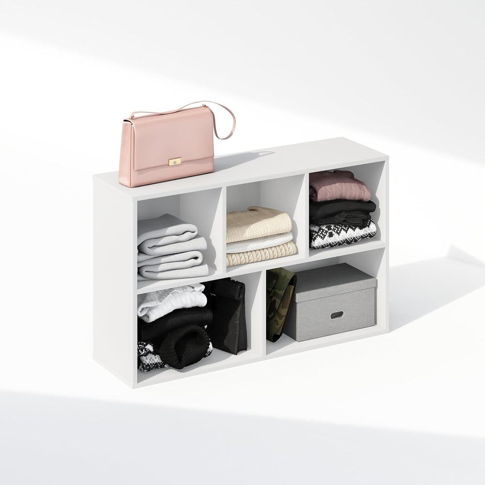 Furinno Reed Closet Organizers and Storage, 5-Cube Reversible Closet Shelves,...