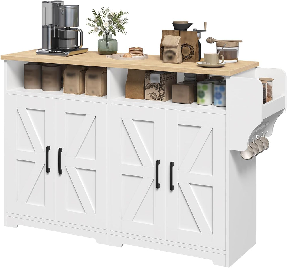 YATINEY Coffee Bar Cabinet, Kitchen Island with Storage, Farmhouse Sideboard ...