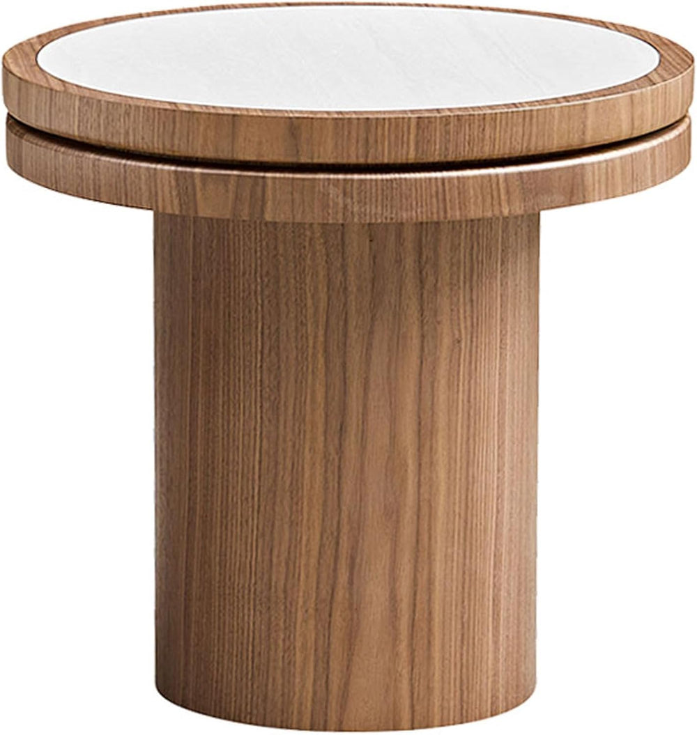 Round End Table, 19.49'' Mid Century Modern Faux Marble Side Table, C...