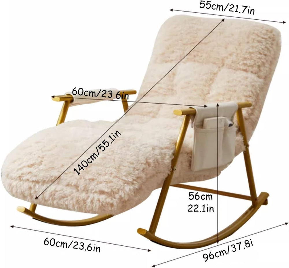 Fluffy Armchairs with Adjustable High Backrest, Rocking Chair with Side Pocke...