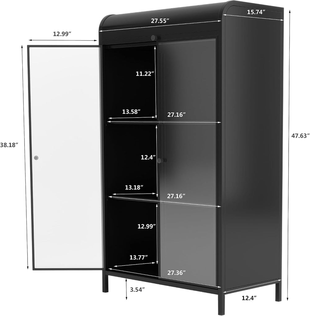 KEIKI 47.6" Tall Kitchen Pantry, Modern 4-Tier Sideboard Buffet Cabinet ...