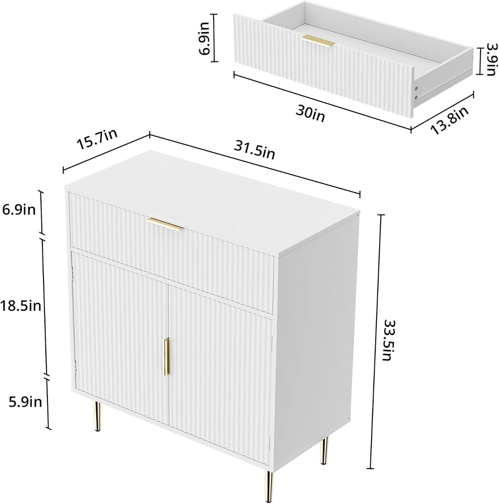 Sideboard Buffet Cabinet with 2 Doors and Drawer, White