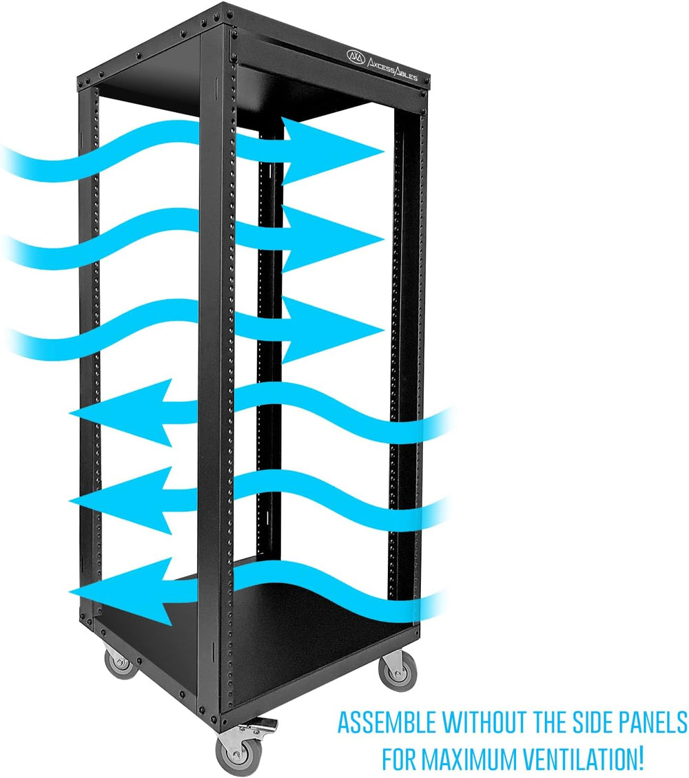 AxcessAbles 22U Network Rack with Wheels-500lb Capacity,18" Depth|19-Inc...