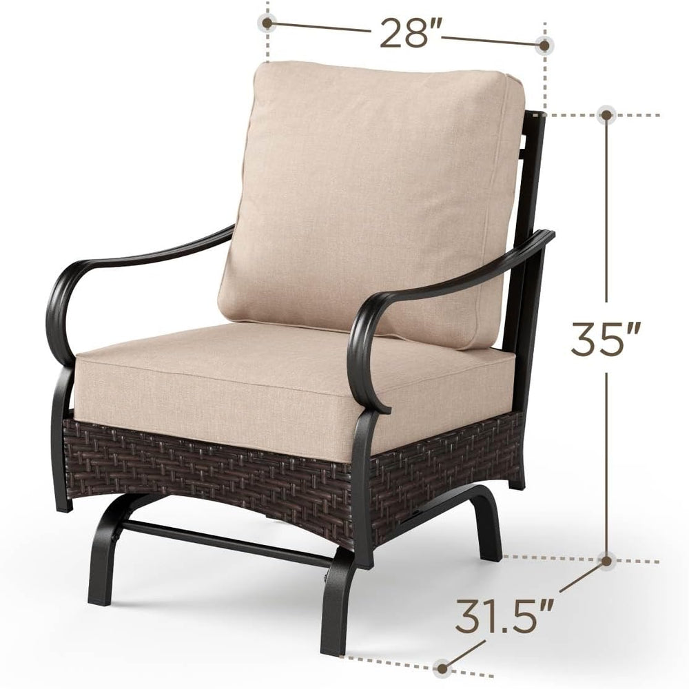 PHI VILLA Rocking Patio Sofa Chairs - 2 PCS Outdoor Rocking Armchairs, Patio ...