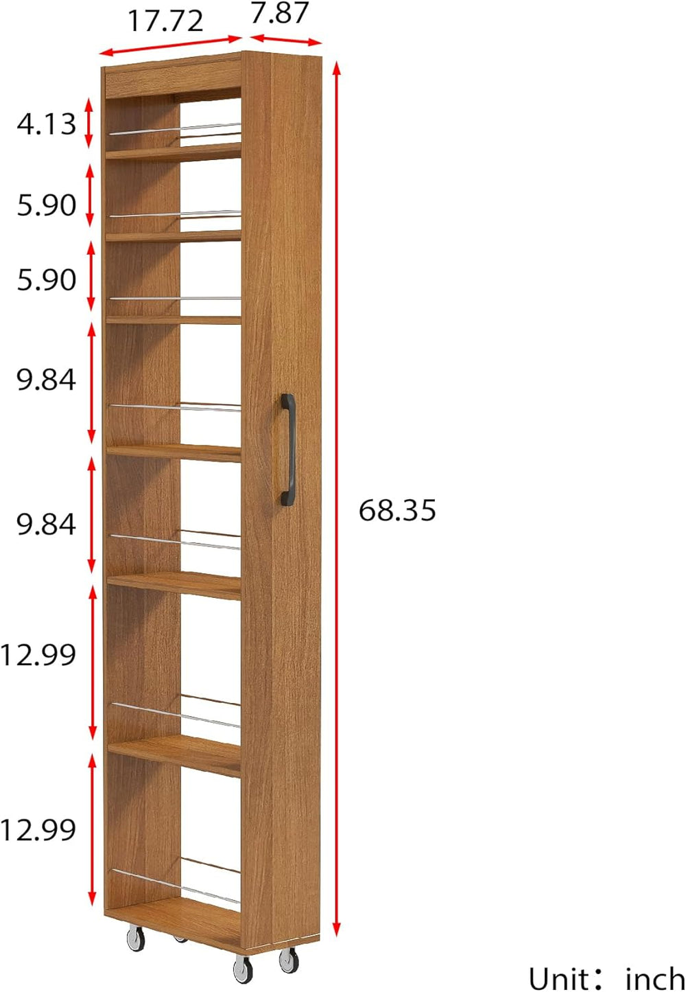 KEIKI 7 Tier Pull-Out Kitchen Pantry Storage Cabinet, Multi-Tier Single-Sided...