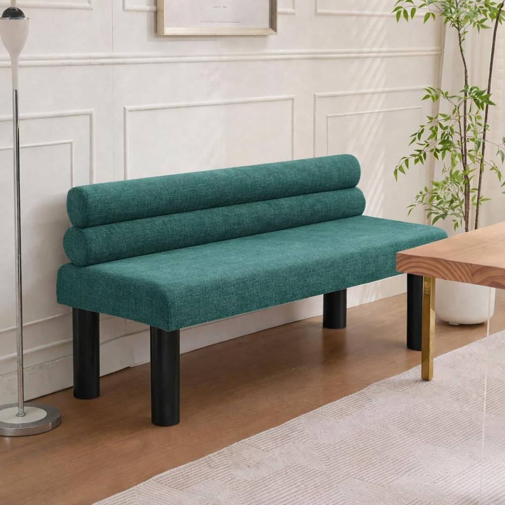 51'' Small Dining Bench with Back, Upholstered Armless Kitchen Banque...