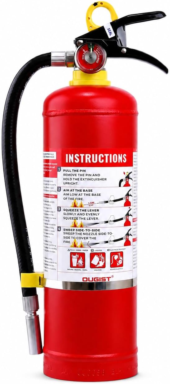 Ougist ABC Dry Chemical Fire Extinguisher, 5 lb – 2-A:10-B:C Rated for Home, ...