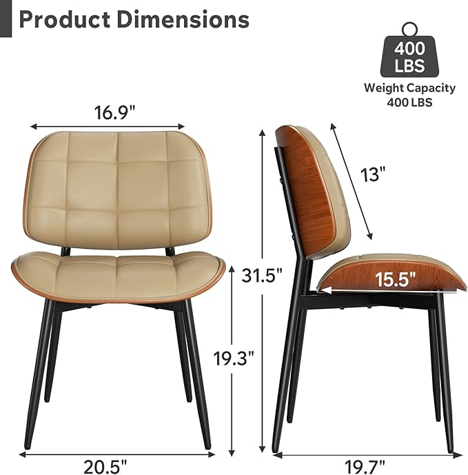 Dining Chairs Set of 6, Mid Century Modern Dining Room Chair, Upholstered Fau...