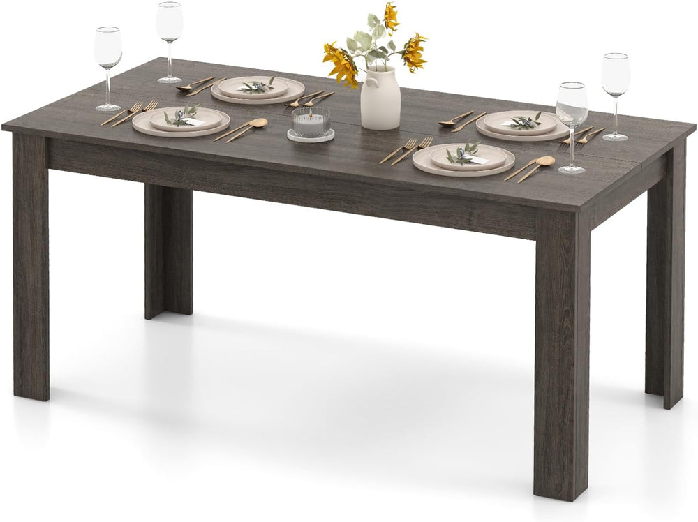 63“ Large Dining Table for 4-6 People, Rectangular Dining Room Table, Wooden ...