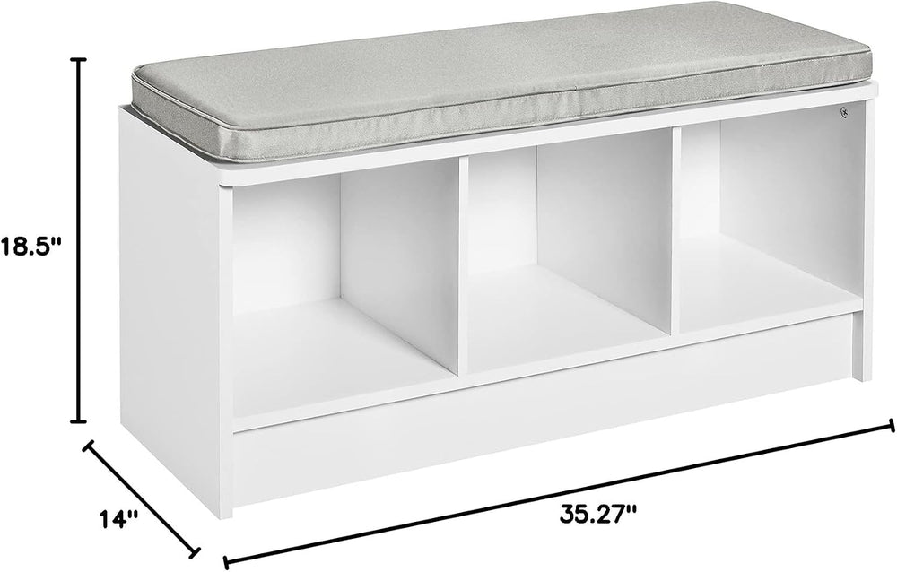 ClosetMaid 1631 Cubeicals 3-Cube Storage Bench, White with Gray Cushion