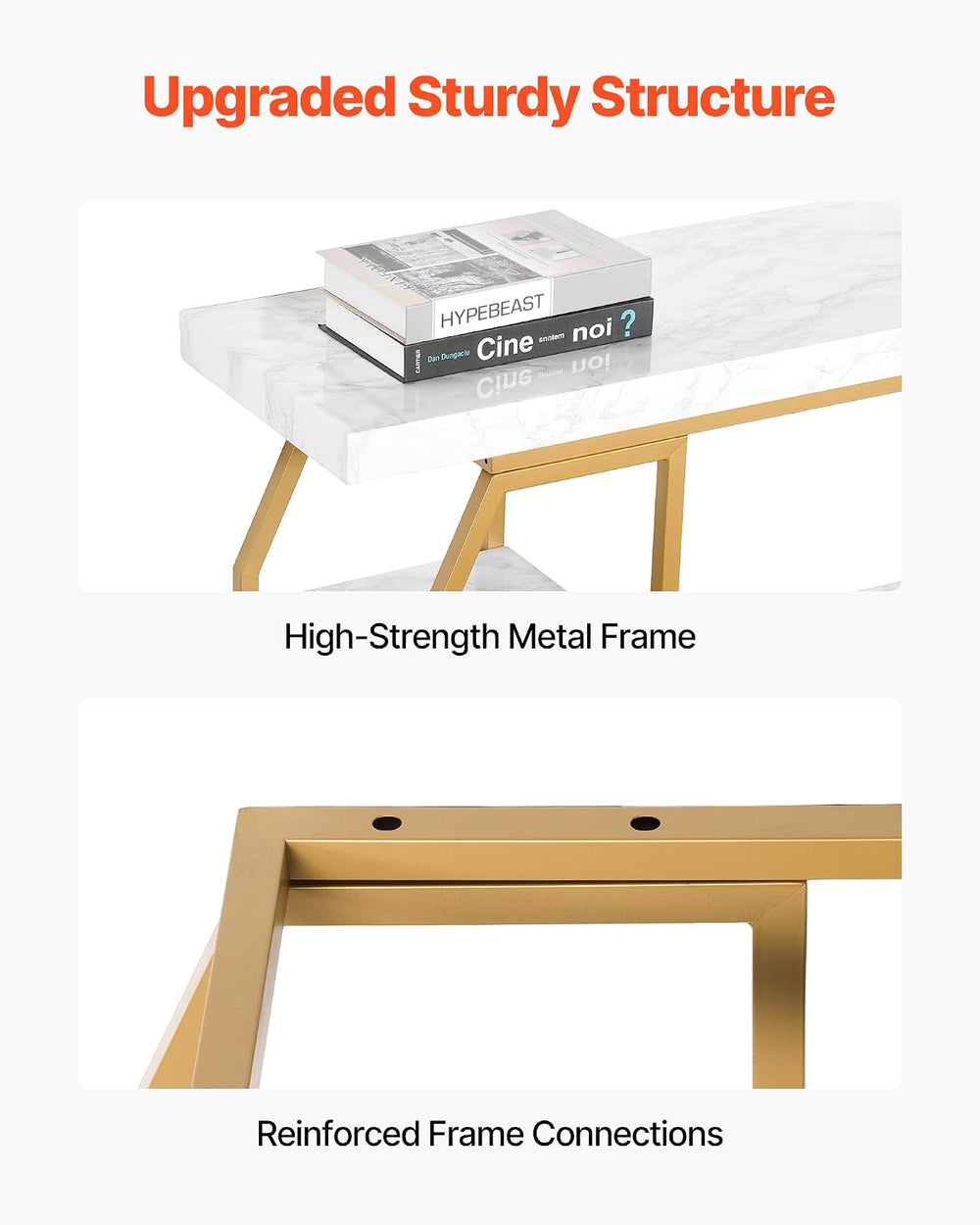VEVOR Marble Console Table, 3 Tiers Modern Console Table for Open Storage, Go...