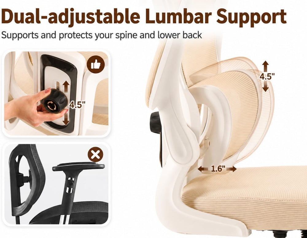 Ergonomic Office Chair with Adjustable Headrest & Lumbar Support, High Ba...
