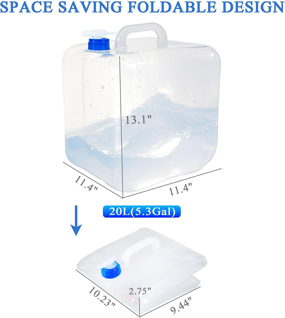 Collapsible Water Container with Spigot & Hook, BPA Free Water Jug, Folda...
