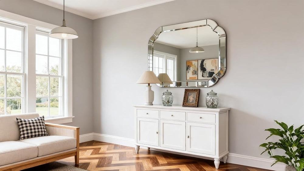 47.2" x 31.5" Large Entry Mirror, Wall Mounted Arched Mirror with D...